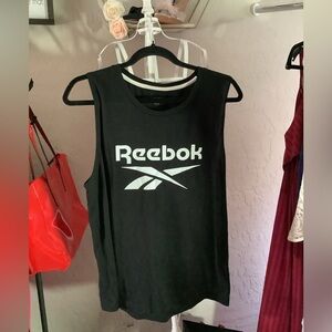 Reebok Logo black Womens Tank Top SZ Medium Running Athletic Active
